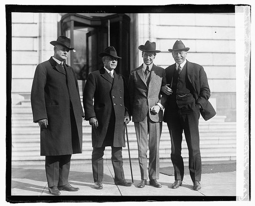 L to R: Sen. Audrius [Andrieus] Jones, Gov. Frank D. [O.] Lowden, Sen. Medell [Medill] McCormick, Sen. Henry W. Keys [Keyes