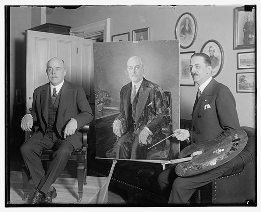 Nicholas Longworth, Speaker of the House of Representatives, posing for oil portrait by Baron Robert Doblhoff, April 7, 1930