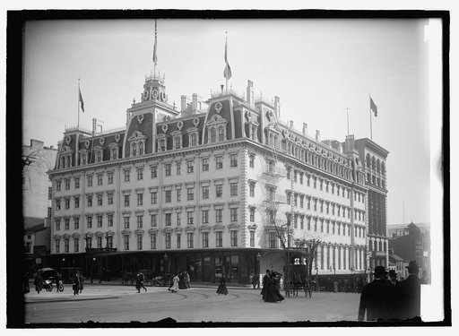 Ebbitt House, hotel at 1344 F Street, N.W., Washington, D.C. with Fourteenth Street at right