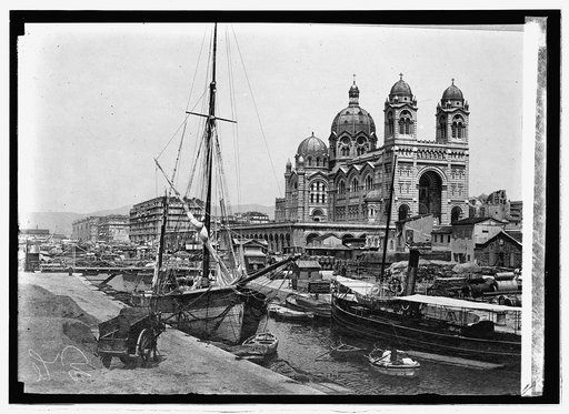 Joliette Quay and Cathedral at Marseilles