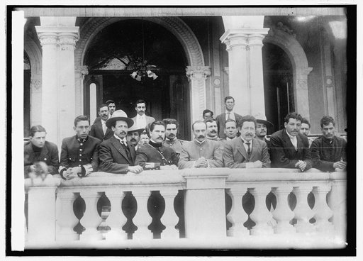 Mexico, Gov. Manuel Chao & his aides on veranda & Terrazas house