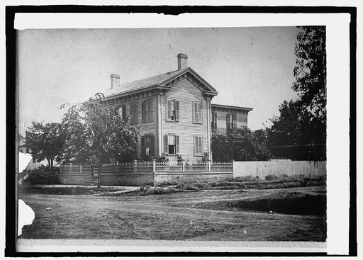 Lincoln House in Springfield, Ill. as it appeared in 1861. The elm in front planted by L.