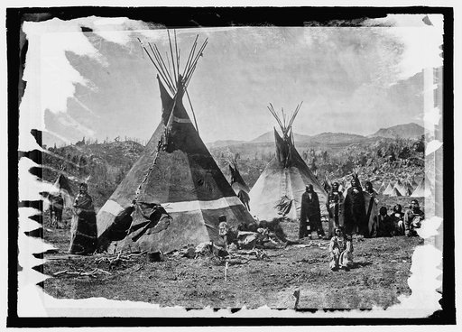 Skin tepees, Shoshone Indians