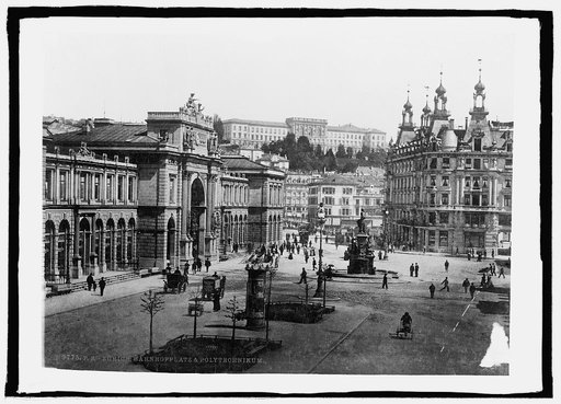 Switzerland. Zurich Ry Plaza and Polytechnic Inst.