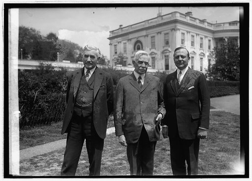 Three unidentified men outside White House, Washington, D.C.