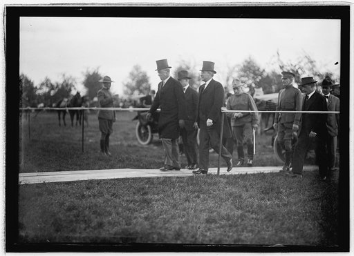 Pres. W. Wilson & Secty. Garrison attending exhibition drill at Ft. Myer for benefit of local charity