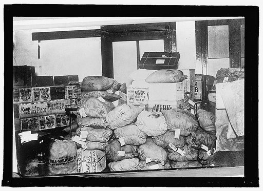 U.S. Mail, interior of R.R. car
