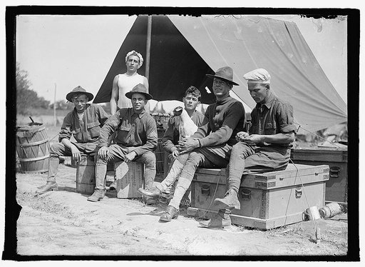 U.S. Army group of soldiers in front of tent