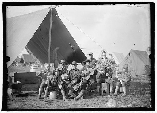 U.S. Army group of soldiers in front of tent