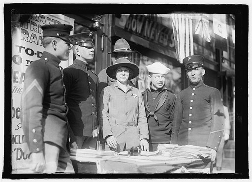 Miss Dora Rodrigues recruiting, World War I