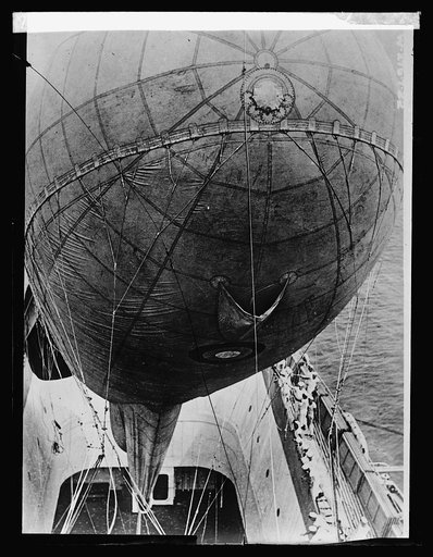 Kite balloon in "Well" of U.S.S. Wright
