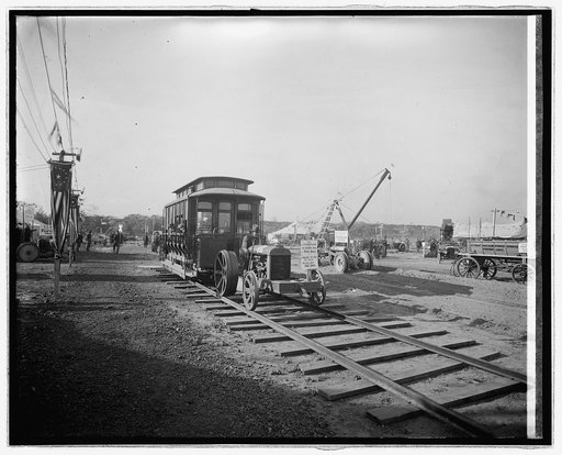 Locomotive and tractor on display