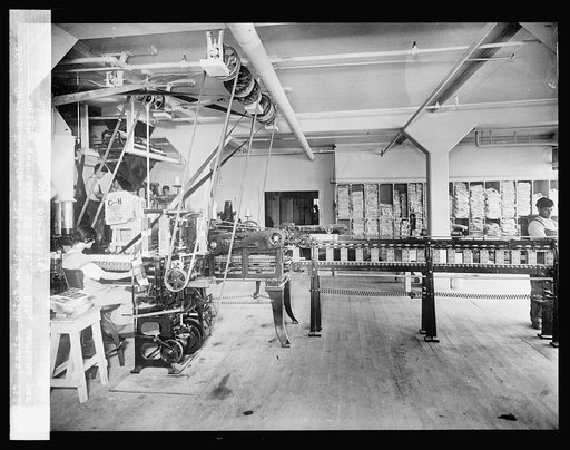 Carton Machine. This machine folds, glues, fills, weighs and seals 30 2 lb. or 5 lb. cartons per minute with one operative