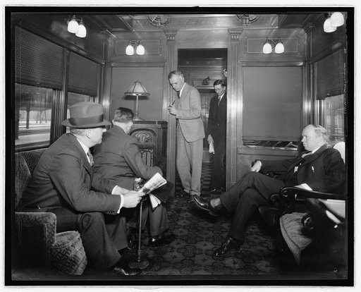 Train interior with men