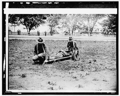 # 19 American Red [Cross] Allentown camp; Red Cross dogs & stretcher bearers
