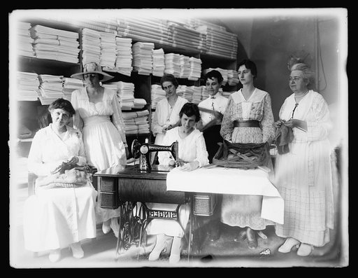 Women performing textile work