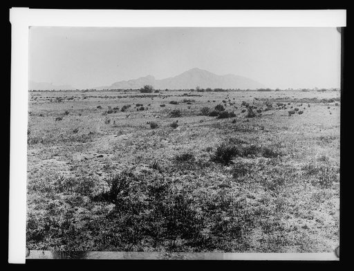 Salt River Project Arizona; desert before cultivation; Camel Back Mountain in background
