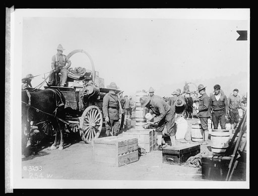 U.S. Army unloading Quartermaster supplies