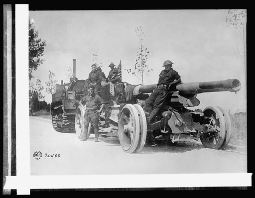 American 158 MM gun on way to front