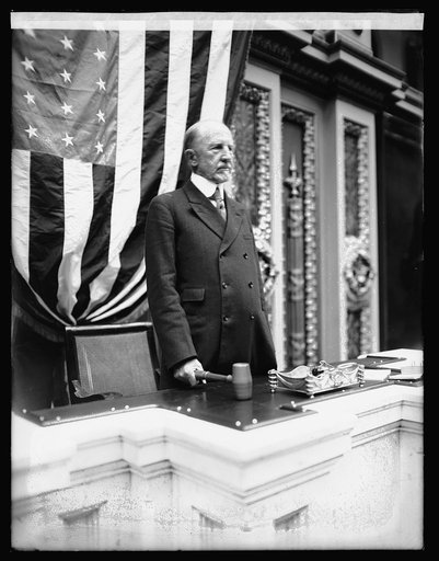 F.H. Gillette in Speaker's chair, [Washington, D.C.