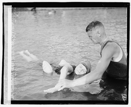 George H. Corson teaching swim class at the Tidal Basin, Washington, D.C.