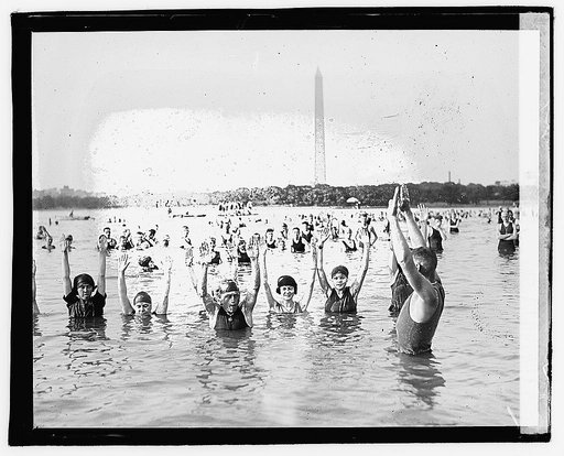 George H. Corson teaching swim class at the Tidal Basin, Washington, D.C.