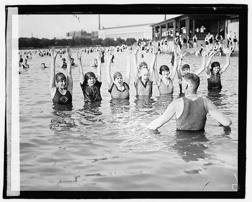 George H. Corson teaching swim class at the Tidal Basin, Washington, D.C.