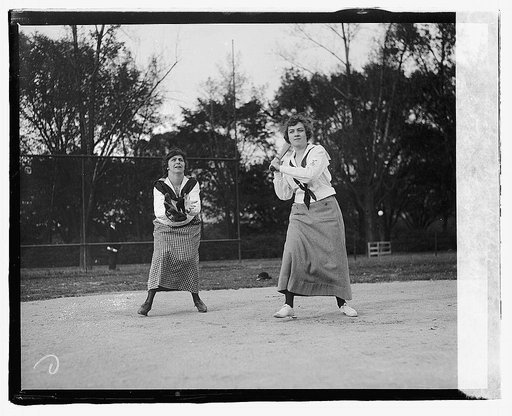 At bat, Mrs. Richie; catcher, Fannie Gearhart