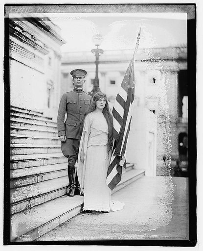 Belgian Pageant: Lt. Col. F.M. Barrows and Maude Howell Smith [as Columbia