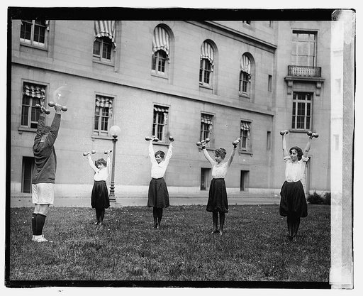 Girls in house gym