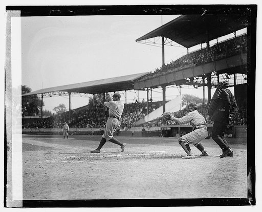 Babe Ruth at bat, Garret catching