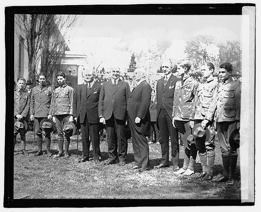 Harding and group outside White House], 3/16/21