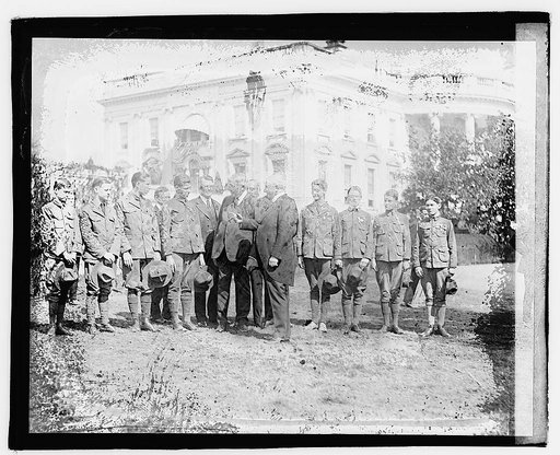 Harding and group outside White House], 3/16/21