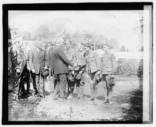 Harding and group outside White House], 3/16/21