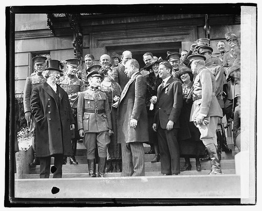 Captain Harmon Rorison (front, second from left) and Lt. Kenneth Shrewsbury (front, fourth from left) receiving the Virtuti Militari, Polish Legation, Washington, D.C.], 3/14/21
