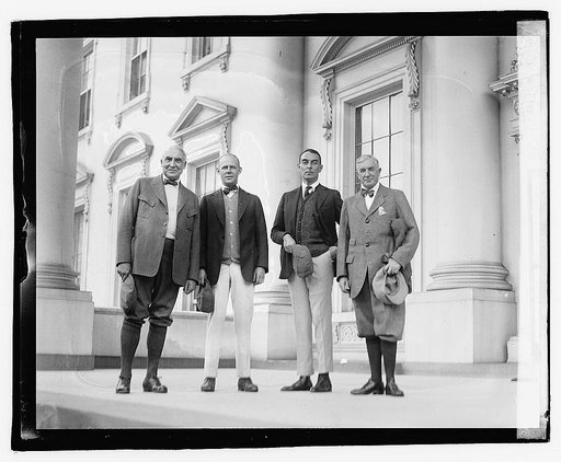 Harding, Grantland Rice, Ring Lardner, Secty. Fletcher, 4/7/21
