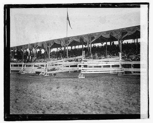 Horse show, 1921, a spill