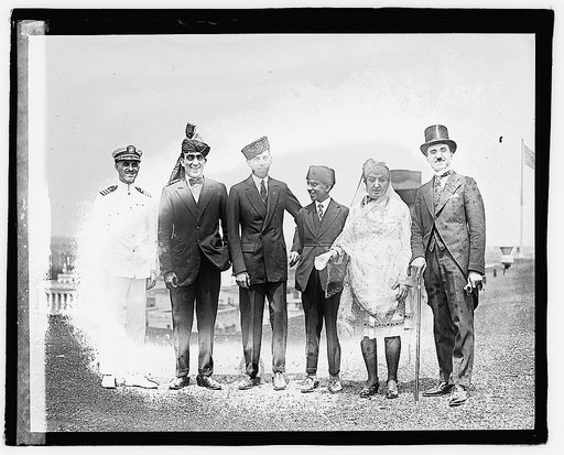 Stanley Clifford Weyman (noted imposter), the three sons of Princess Fatima Sultana of Afghanistan, Princess Fatima, and Prince Zerdechene of Millan in Washington, D.C., during a visit to see President Harding