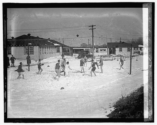 Volleyball in snow, Bolby Field, 2/1/22