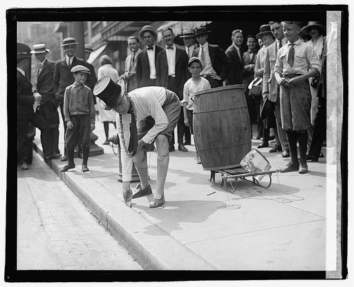 Group gathered around sidewalk entertainer(?)], 6/8/22