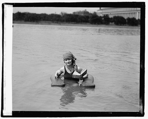 Muriel Quackenbush in surf chair at Wash. Bathing Beach. 6/24/22