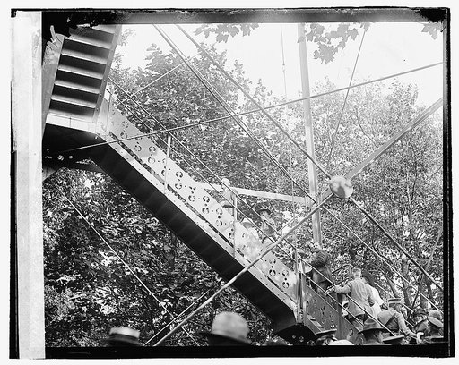 People ascending an outdoor stairway