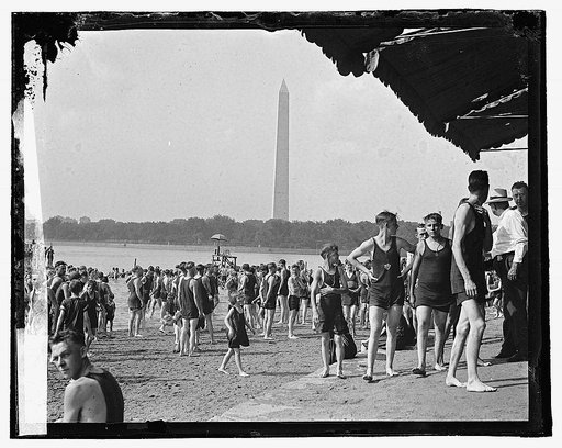 Bathing Beach, Washington Monument in background