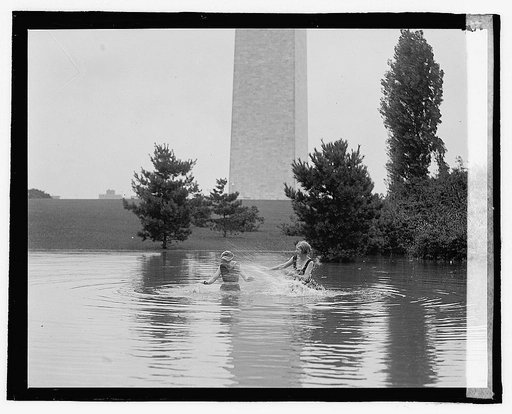 Swimmers; Washington Monument in background