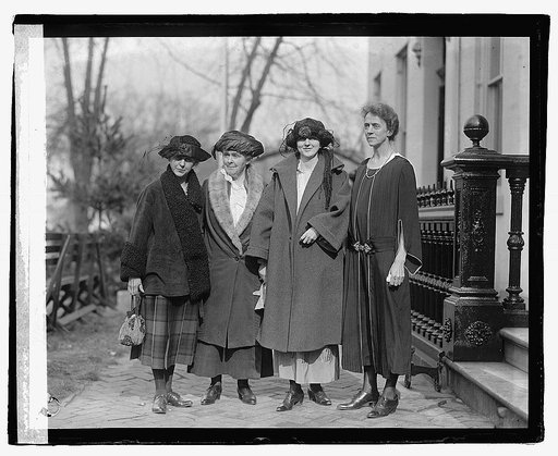 Far Western delegates to Woman's Party conference. L to R: Miss Emma Wold, Portland, Oregon; Mrs. Wm. Kent, San Francisco, Cal.; Mrs Lucille Shields, Amarillo, Tex.; Miss Sybil Moore, Seattle, Wash., [11/11/22