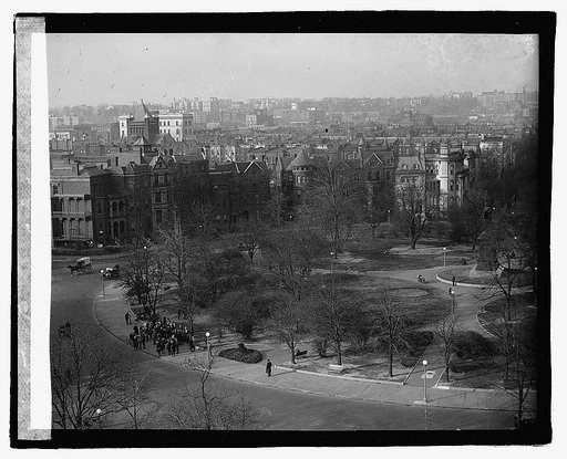 Logan Circle, Washington, D.C., looking north with tower of John Wesley A.M.E. Zion Church on 14th Street at left