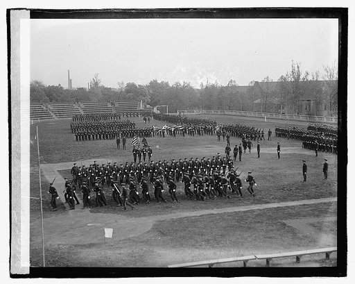 Unidentified uniformed men participating in ceremony