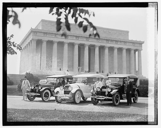 Shriner automobiles "Esten A. Fletcher" and "Frank C. Jones" at Lincoln Memorial