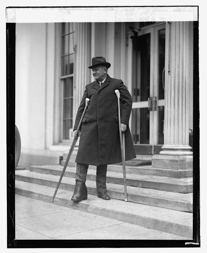 Denby on crutches, 10/23/23