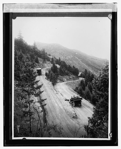 Mountain road with automobiles